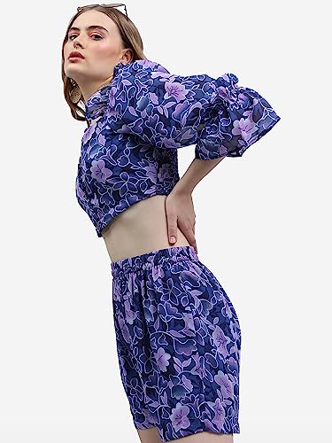 Image of KETCH Polyester Women's Regular Fit Printed Threeforth Sleeve Co-Ord Set
