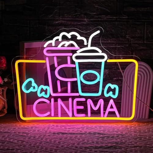 Néon popcorn LED USB pour enseigne lumineuse de cinéma maison et déco de bar