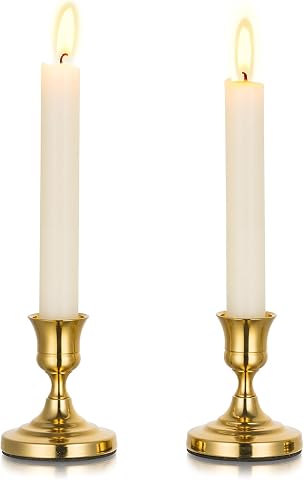 Portavelas Dorado Candelabro de Metal: 2 Piezas Porta Velas de Latón Portavelas Cónico Vintage Porta Velas de Ventana para Centro de Mesa Boda Navidad Chimenea Decoración del hogar