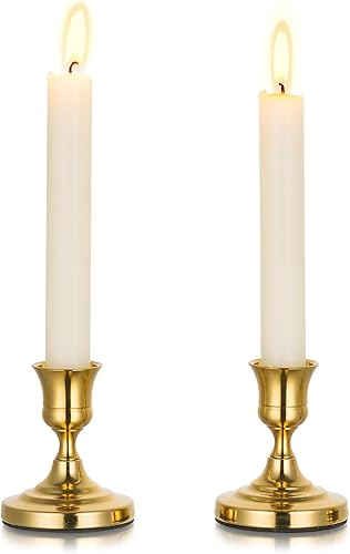 Portavelas cónicos dorados Vintage Portavelas pequeños de metal, decoración antigua para mesa de comedor, mantel de mesa, centros de mesa de boda,