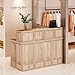 LITTLE TREE 57-Inch Reception Counter, Boho Style Front Desk, Modern Checkout Counter, Reception Desk for Retail, Lobby, Salon, Office, Oak
