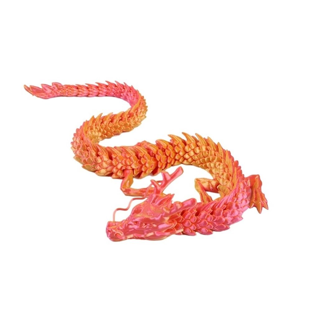 Diyouke Articulated 3D Printed Dragon Figurine, Fully Movable Joints Dragon Statue for Desktop Home Decor, 30cm(Fenlong)