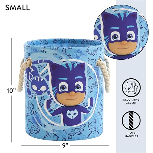 Image of PJ Mask 3 Piece Multi Size Fabric Nestable Toy Storage Basket Set, with Rope Carry Handles