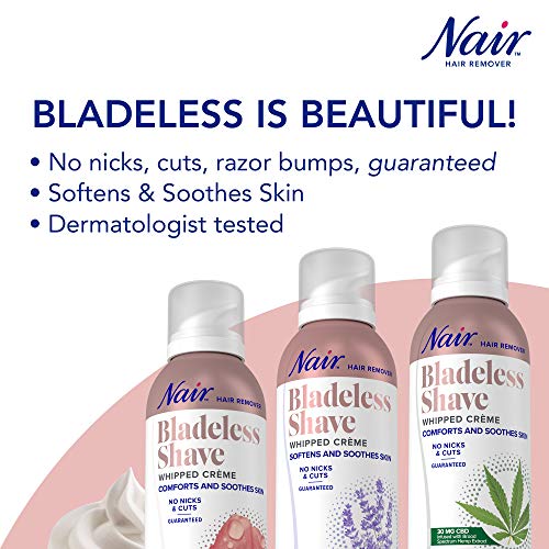 Nair Hair Remover Bladeless Shave Whipped Crème Infused with Rosewater, 5oz