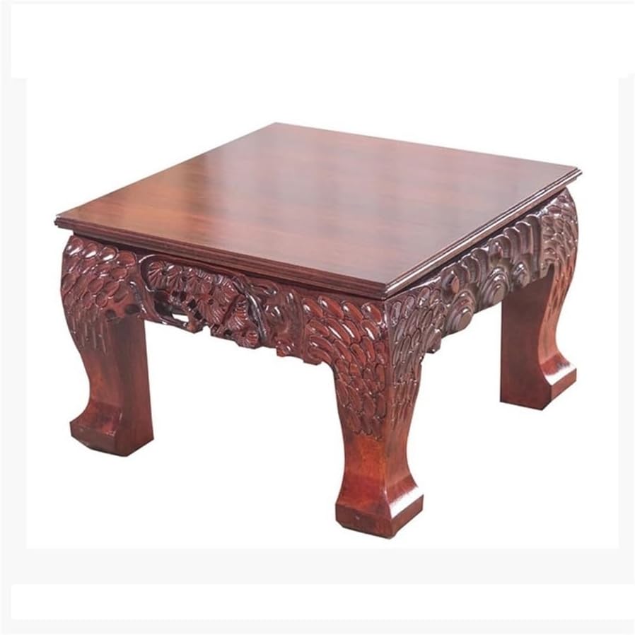 Vase Stand Flower Pot Rack Stand Wood Base, Square Relief Sulpture Pedestal Desktop Display Racks(Small)