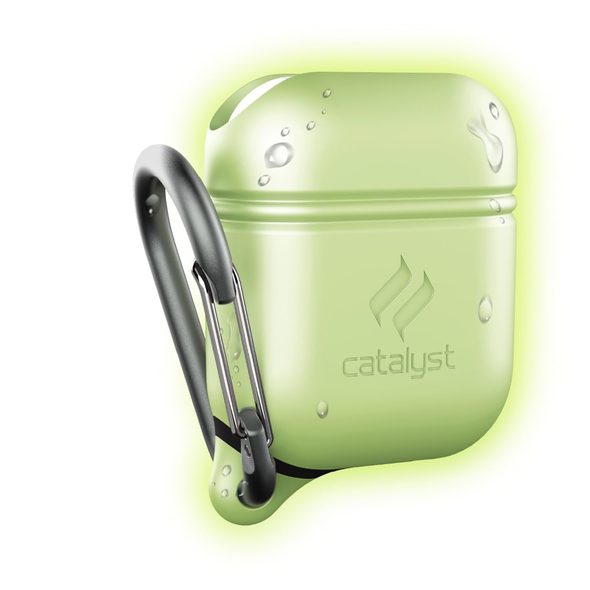 Catalyst - Cover Impermeabile e Antiurto per AirPods 1 e 2 con moschettone di alta qualità, ricarica wireless compatibile, custodia protettiva, alta protezione contro le cadute - Fosforescente