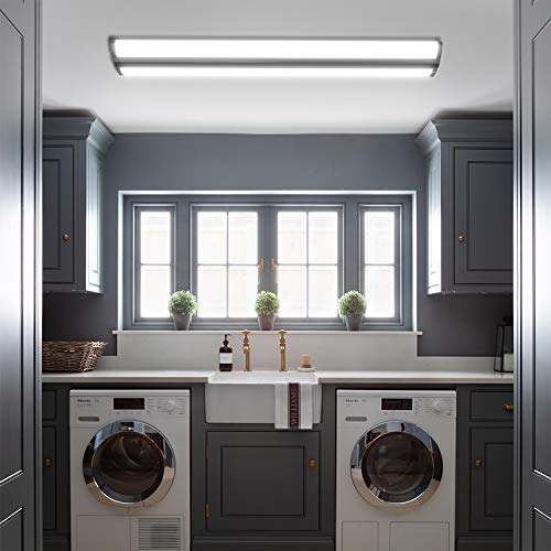 Image of FAITHSAIL 4FT LED Wraparound Light Fixture Ceiling Mount, Ultra Slim 50W LED Garage Light Flush Mount, 4000K Neutral White, 5500 Lumens Office Light, Fluorescent Fixtures Replacement, 2 Pack