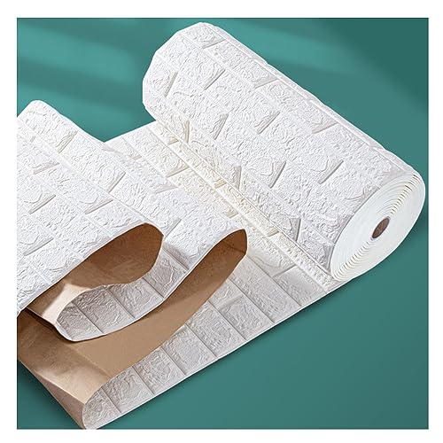 Dalles murales mousse 3D brique blanche pour masquer les défauts des murs - 2