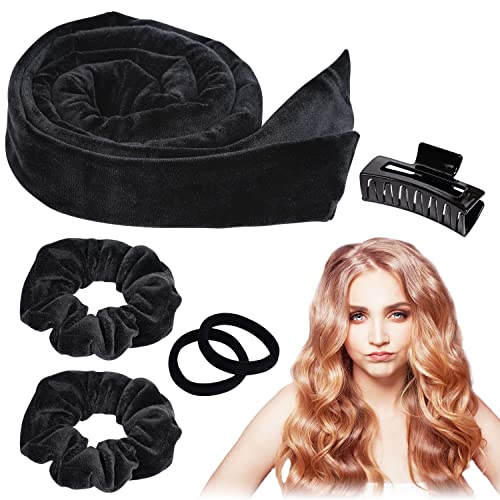 Heatless Hair Curler For Long Hair Extra Long Curls Soft Headband Curlers Sleep Overnight Creates heatless curls and waves No Heat Curlers Rod for Women Girls(Black)