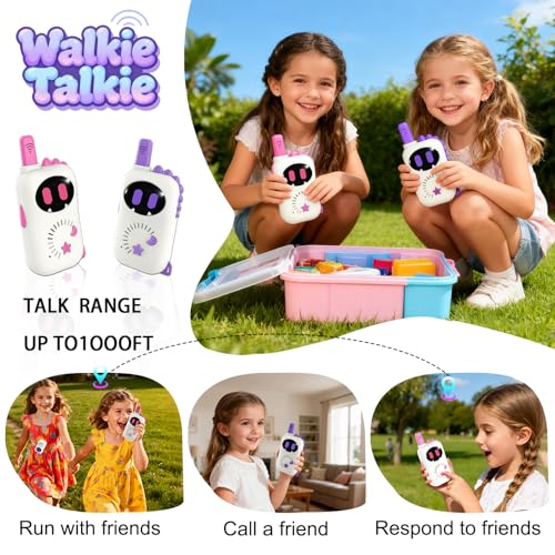 Image of Set of 2 Robot-Themed walkie-talkies for Children, Cartoon mini Design walkie-talkies, Suitable Toys for Boys and Girls for Outdoor Adventures, Camping and Hiking, Christmas or Birthday Gift