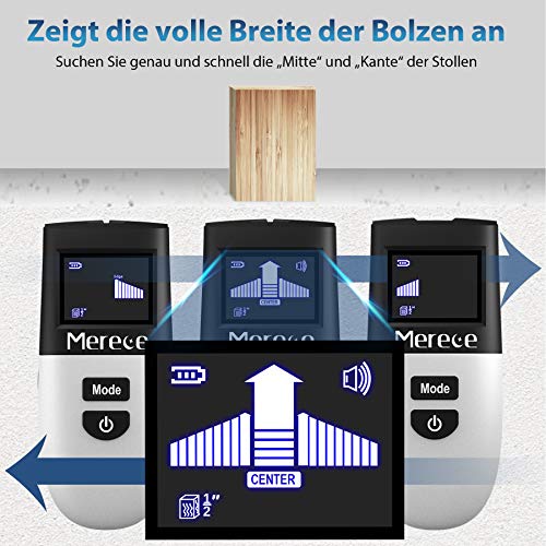 Foto von Ortungsgerät Stromleitung Wasserleitung Wand Scanner - 5 in 1 Multifunktional Leitungssucher für Strom Holzbalken, und Metall, Leitungsdetektor Stud Finder mit LCD Anzeige- und Tonwarnung