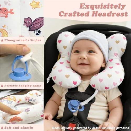 Almohada U para Niño Diseño Sirena Suave y Reversible miniatura 4