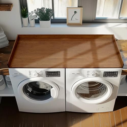 Gashell Washer Dryer Countertop, 27.5" x 54" Bamboo Washer and Dryer Countertop for Laundry Room Organization(Retro Brown) - Thumbnail 2