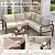 UDPATIO 6 Piece Patio Furniture Set, Metal Outdoor Sectional Sofa with 6" Thick Olefin Cushions, Wide Armrest & Coffee Table, L Shaped Outdoor Furniture for Garden, Backyard Beige
