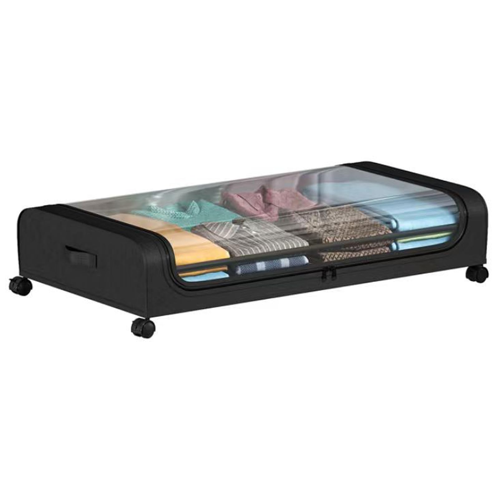 Contenitore Vestiti Telaio in Metallo Scatola, Contenitori Vestiti in Scatola Sotto Il Letto, Contenitori Sottoletto con Ruote Scatole, per Abbigliamento, Scarpe, Nero
