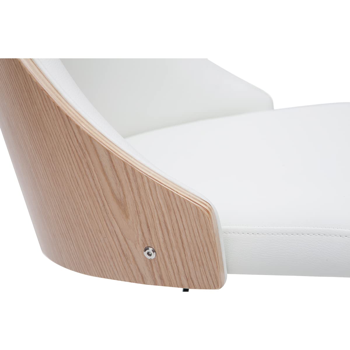 Miliboo Fauteuil de Bureau Design Blanc et Bois Clair QUINO