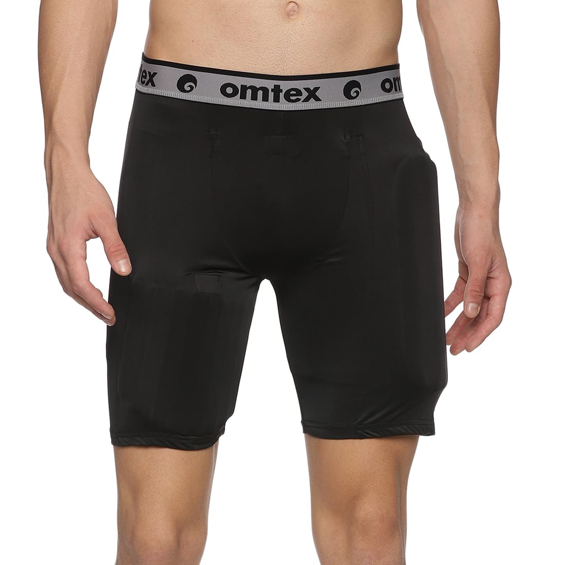 omtex Compression Batting Shorts for Right-Handed Cricketers with Inner Pad – Black - L-picture-24
