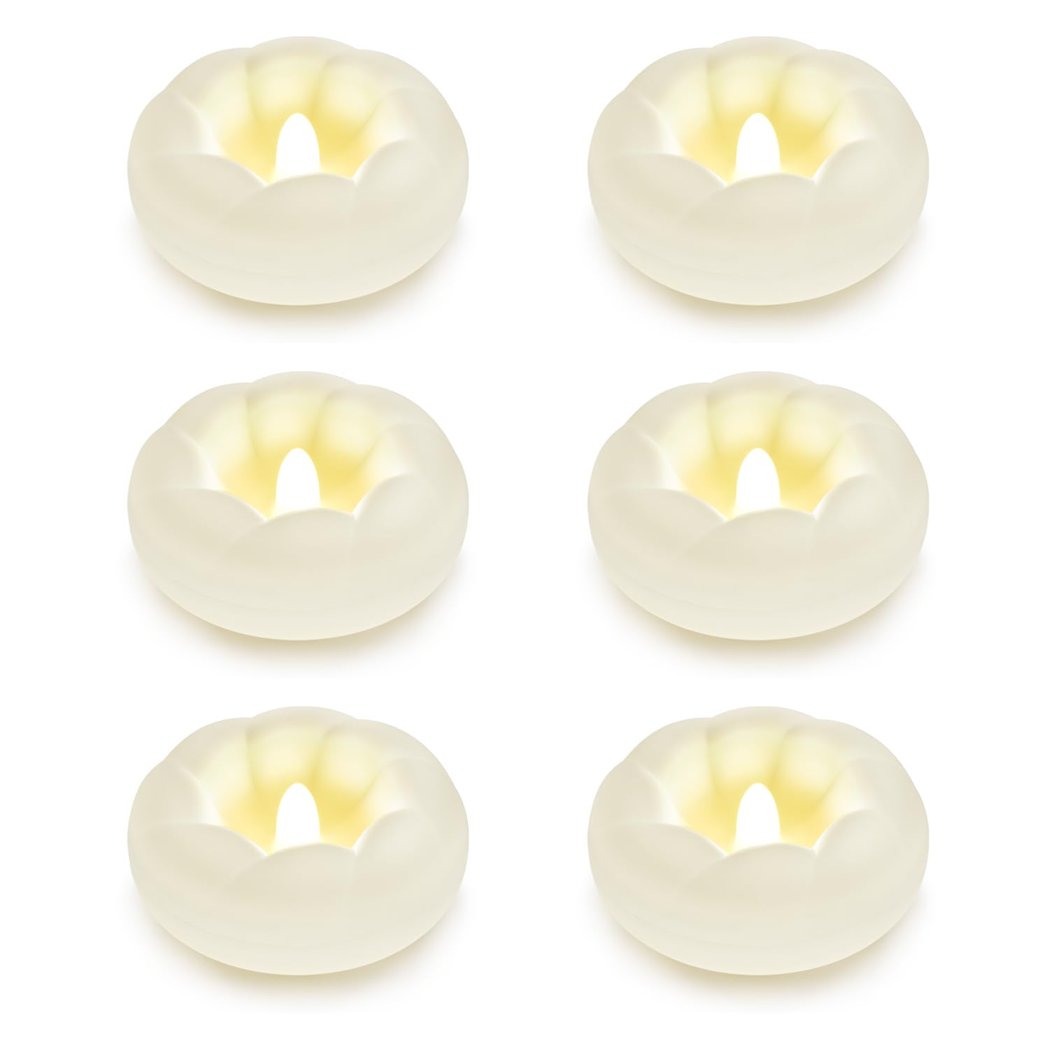 6pack Flameless LED White Floating Candles, 3'' Plastic Battery Operated Flickering Waterproof Tealights for Cylinder Vases, Centerpieces at Wedding, Party, Pool, Holiday