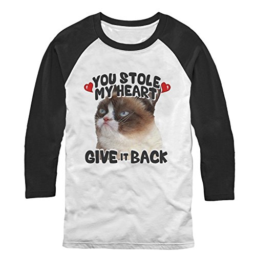 Grumpy Cat Men's You Stole My Heart White/Black Baseball Tee