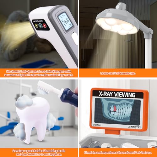 Dentist Play Set, Educational Dentist Kit for Kids, Doctor Kit for Toddlers 3-5 with Realistic Medical Tools, Pretend Play Toys for Boys & Girls - Image 3