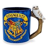 Silver Buffalo Harry Potter Hogwarts House Crest - Taza de café de cerámica con mango de búho esculpido, 20 onzas