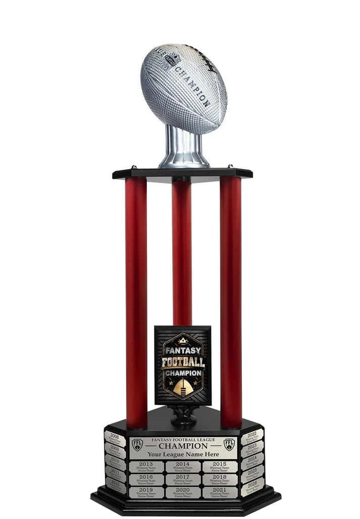 TrophySmack 19-Year Perpetual Fantasy Football Trophy, Custom Engraved
