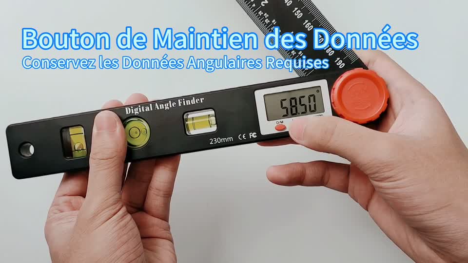 Rapporteur Numérique 360° - Détecteur D'Angle Électronique Avec Niveau à Bulle - 230mm - Précision ±0.5°