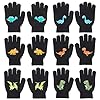 QKURT 6 Paires de Gants Magiques pour Enfants,Gants Chauds d'hiver Gants Full Fingers pour Tout-Petits Gants pour Enfants Dinosaures/Excavateur pour les Filles Garçons