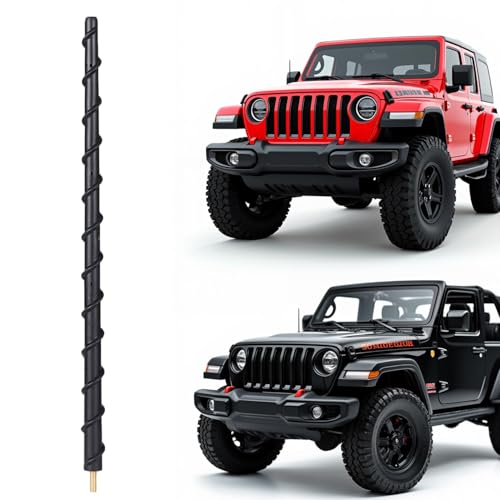 Image of Antenna Fits for Jeep Wrangler Gladiator JL JK JT Rubicon Sahara 2007-2026, Internal Copper Coil for Enhanced Reception, 13 inches Rubber Antenna Replacement Accessories