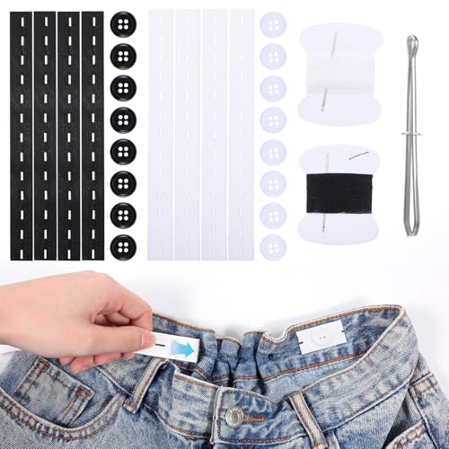 BOHUIZ 8 Stück Hosenversteller Elastisch Verstellbare Elastischer Hosenbund hosenbund enger machen Hosen Enger Machen Clip Hosenspanner für Damen Herren Kinder Hosenknöpfe zum Enger Machen