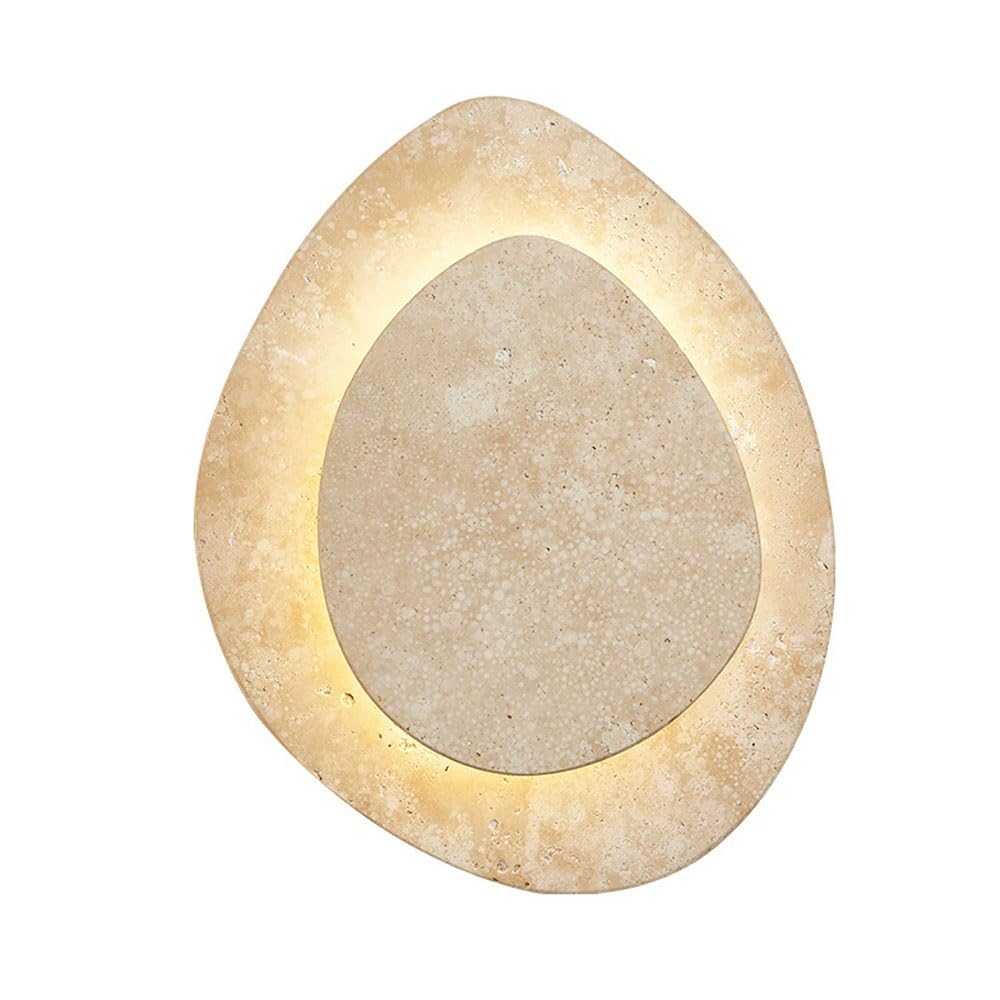HUAYUSEDF Modern Simple Style Yellow Travertine Wall Light, Creative Single-Head Lamp, / Warm Wall-Mounted Fixture, Bedroom Storage Room Porche Decorative Sconce