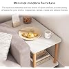 Bedside Table with Wheels 360 Degree Swivel, Small Side Tables with 2-Tier Storage Shelf, Snack table, Coffee Table on Wheels, End Table for Living Room,Bedroom,Bathroom,Balcony,Office(White) (White)