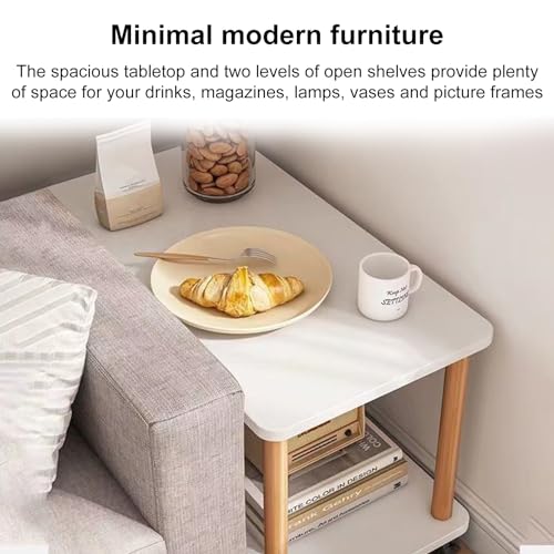 Table d'appoint à roulettes en bois blanc : déplacez votre table basse de salon facilement - 7