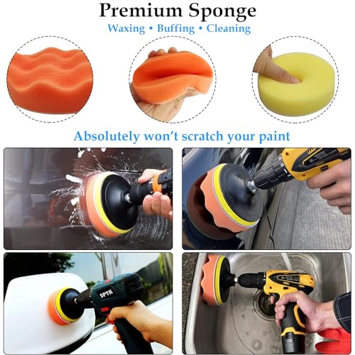 Yumzeco 25 teiliges Polieraufsatz Akkuschrauber Auto Politur Set Auto Reinigungsset mit...