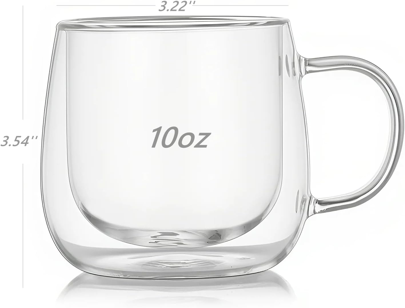 10oz Double Walled Glass Coffee Mugs Set of 2, Clear Insulated Mug for Cappuccino, Latte, Borosilicate Glass Cup, Heat & Cold Resistant Glasses - Image 3