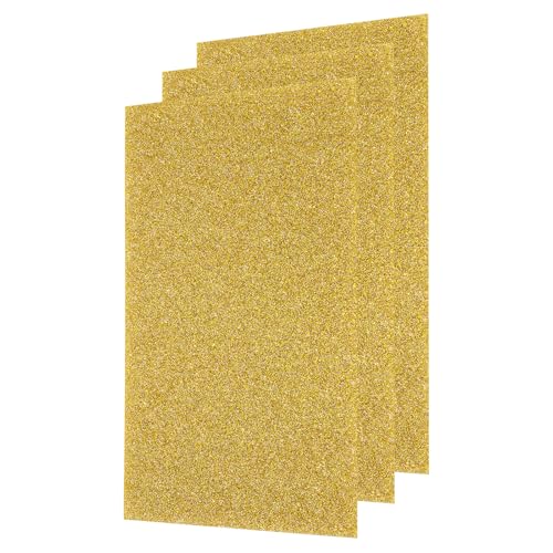 Image of MECCANIXITY 3 Pcs Gold Glitter Acrylic Sheets 1 /8 inch Thickness 12 inch x 8 inch Glossy PMMA Fluorescent Plastic Sheets Extruded Translucent Blanks for DIY Art Crafting Laser Cutting & Engraving