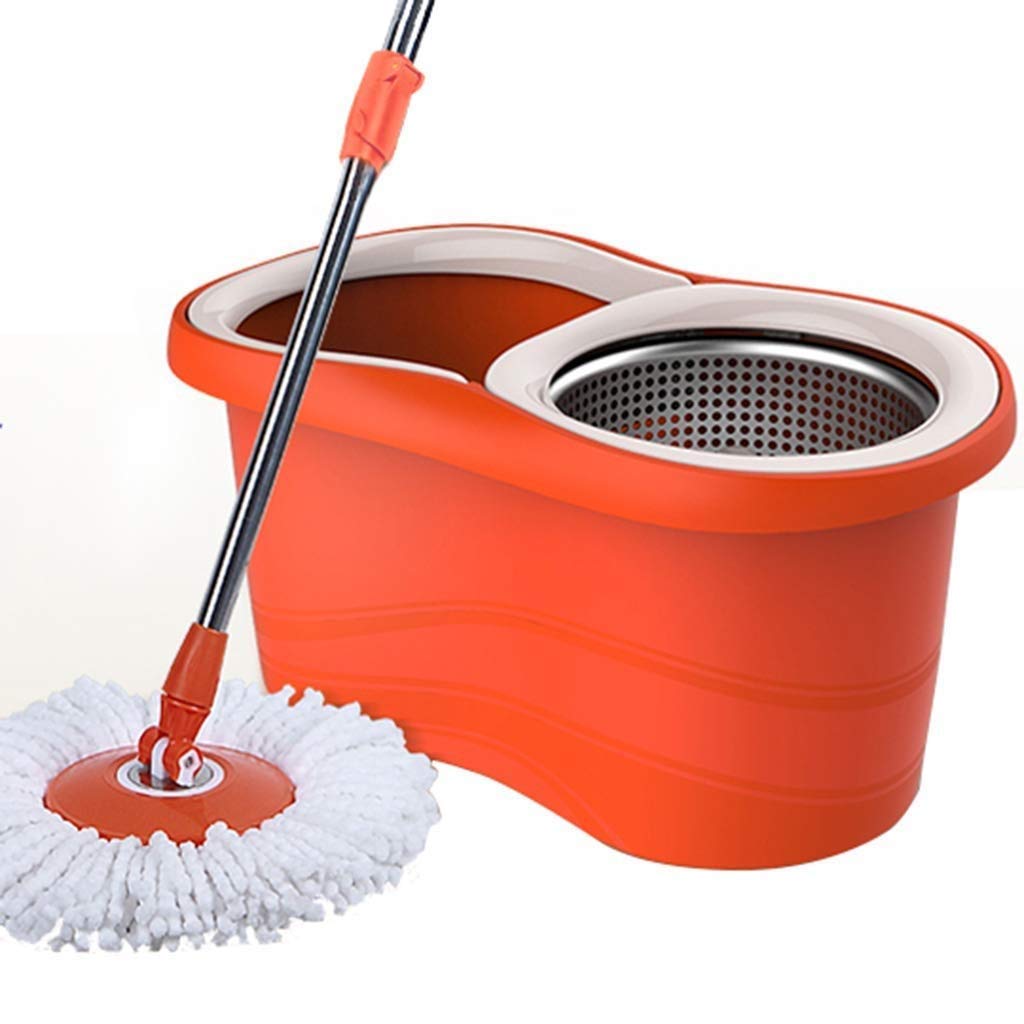 rotary mop, Double Drive Mop Rotating Hand-free Dry And Wet Stainless Steel Good God Mopping Bucket Home