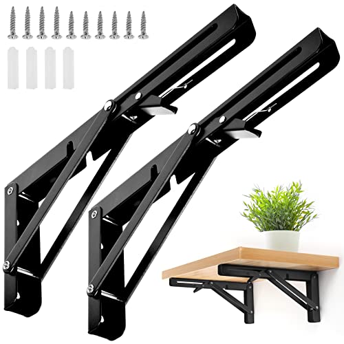 2 Piezas Escuadras Abatibles Bisagras Mesa Plegable Inoxidable 250mm Montados en la Pared Soporte de Estante Plegable Pesado para Mesa Abatible Cover