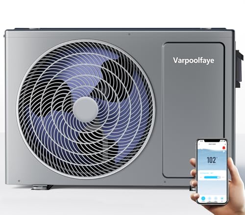 Varpoolfaye Electric Pool Heater for Inground Pool 27000 BTU Swimming Pool Heat Pump Above Ground Pool Heater 120V 7000 Gallon Heating or Cooling WiFi Control Schedule