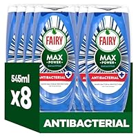 Fairy Max Power Washing Up Liquid Antibacterial 8 x 545ML, Easy & Effortless Cleaning, Even On Your Greasiest Pots & Pans