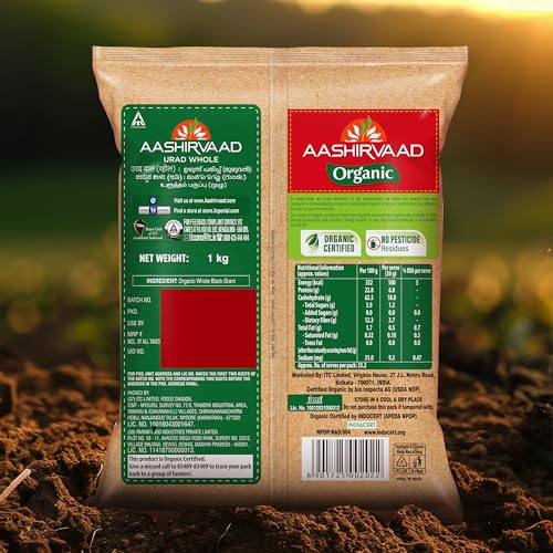 Image of Aashirvaad Organic Urad Dal (Whole), 1kg, 100% Organic Urad Dal Rich in Protein (Pack of 3)