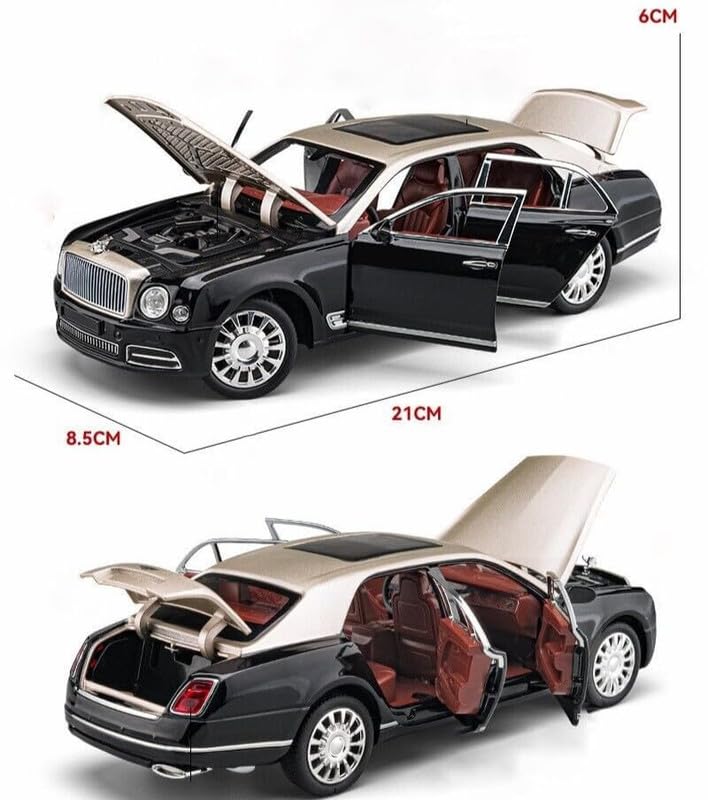 Image of Play Boy 1:24 Bentley MULSANNE Model Diecast Metal Alloy Pullback Toy Vehicle with Openable Doors Light and Music Car for Kids (Multicolor)
