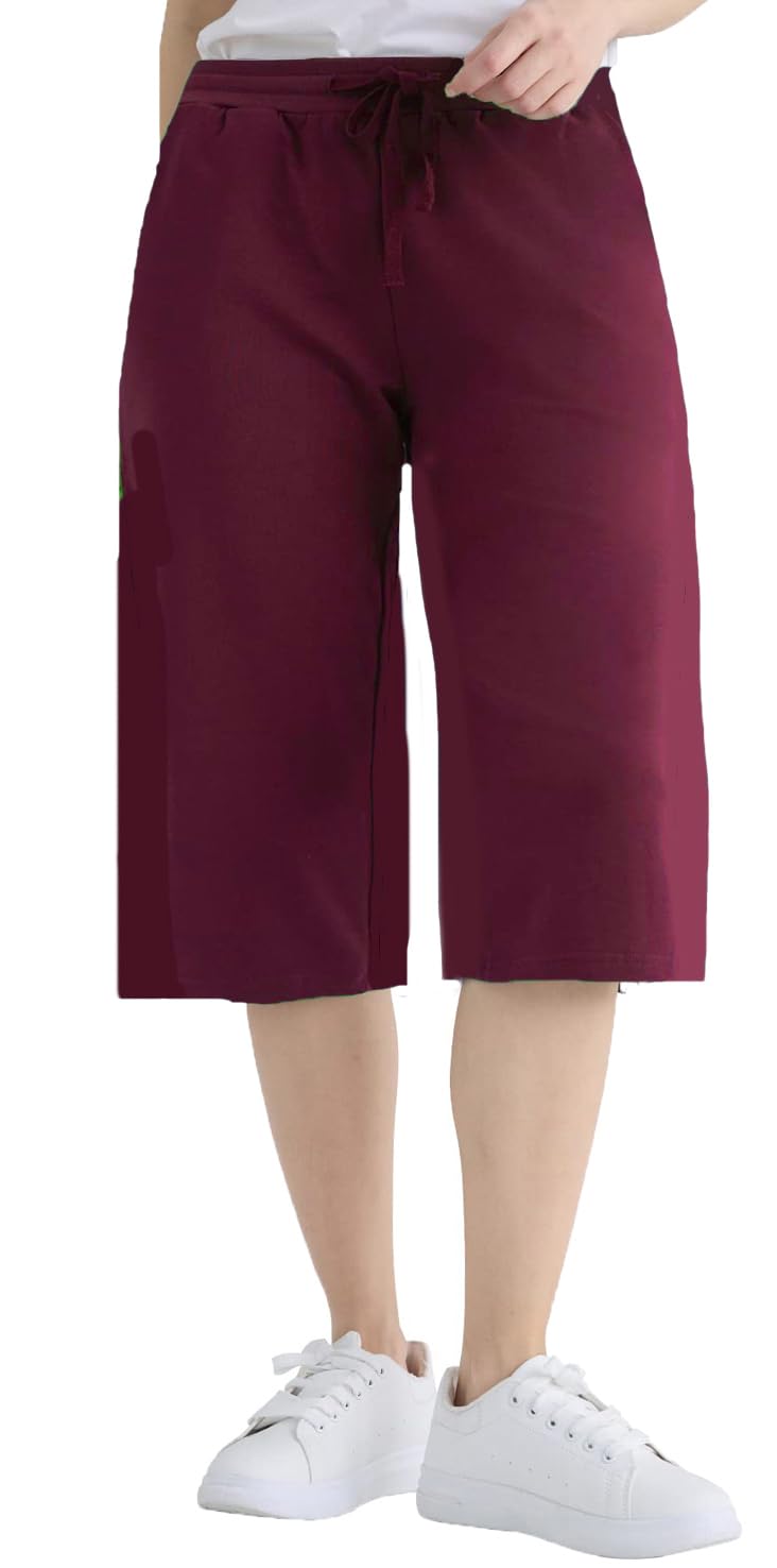 brand flex Womens Capri Pants Loose Yoga Pants Wide Leg Drawstring Comfy Lounge Pajama Capris Loose Sweatpants-picture-46