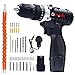 Cordless Drill with 2 Batteries - GOXAWEE Electric Screw Driver Set 100pcs with Hammer Function (30Nm, 18+3 Torque Setting, 2-Speed) for Home & DIY Project Drilling Walls, Bricks, Wood, Metal.