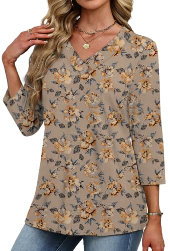 Image of XIEERDUO 3 /4 Length Sleeve Womens Tops V Neck T Shirts Summer Clothes Basic Blouses Dressy Casual 2026 Spring Outfits