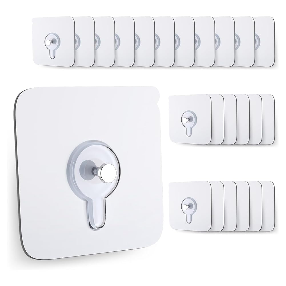Tuidzljd Damage No Drill Adhesive Hooks(24-Pack), Waterproof Removable for Walls, Picture Hanger