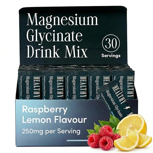 Healthy Metal Magnesium Drink Mix Sachets for Sleep Relaxation & Daily Support Magnesium Glycinate Powder Raspberry Lemon Flavour Easy to Mix Supplement 30 Sachets