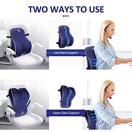 Villsure Lumbar Support Pillow Back Cushion For Office Chair,Car,Computer,Recliner Memory Foam Ergonomic Orthopedic Backrest Back Support For Back Pain Relief,3D Mesh Cover Double Adjustable Straps #TOP4