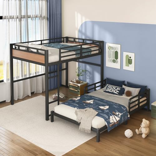 HKOLIE Full Over Full Bunk Bed, Convertible Metal Bunk Beds