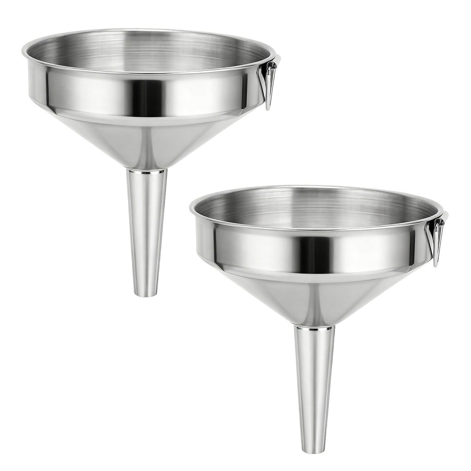 Stainless Steel Funnel, Large Food Grade Thickened Kitchen Funnel for Kitchen Use Filling Bottles Flask Cooking (13cm*2pcs)